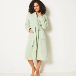 Peignoir En Kamerjas<Blancheporte Peignoir in fleece met pluchetouch - 115 cm lang, lange mouwen linde