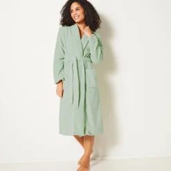 Peignoir En Kamerjas<Blancheporte Peignoir in fleece met pluchetouch - 115 cm lang, lange mouwen linde