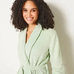 Peignoir En Kamerjas<Blancheporte Peignoir in fleece met pluchetouch - 115 cm lang, lange mouwen linde