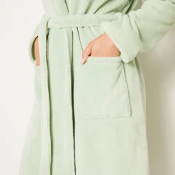 Peignoir En Kamerjas<Blancheporte Peignoir in fleece met pluchetouch - 115 cm lang, lange mouwen linde