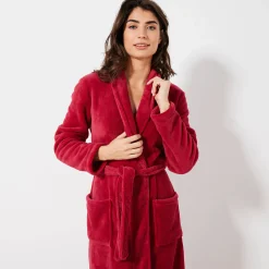 Peignoir En Kamerjas<Blancheporte Peignoir in fleece met pluchetouch - 115 cm lang, lange mouwen kersenrood