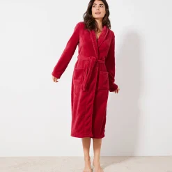 Peignoir En Kamerjas<Blancheporte Peignoir in fleece met pluchetouch - 115 cm lang, lange mouwen kersenrood