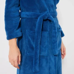 Peignoir En Kamerjas<Blancheporte Peignoir in fleece met pluchetouch - 130 cm lang, lange mouwen blauw