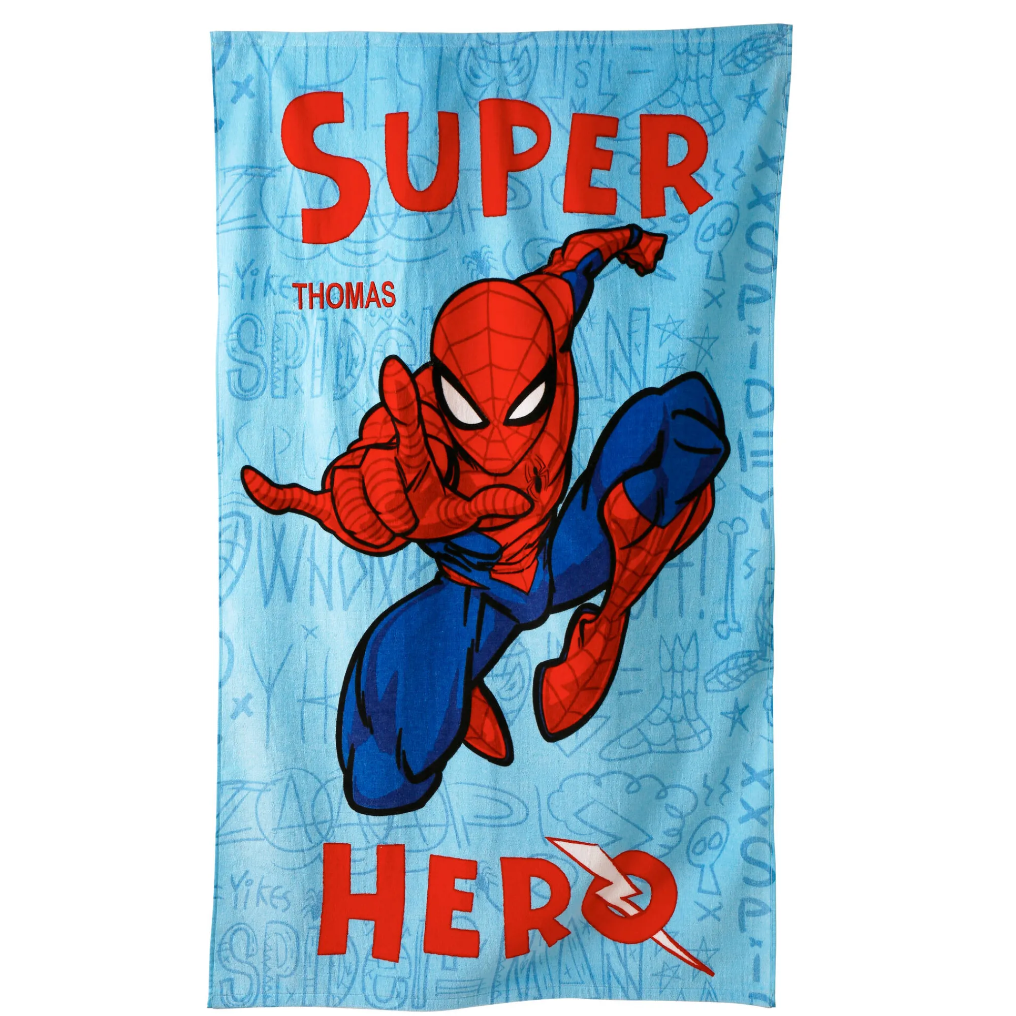 Badhanddoek|Handdoek En Badlaken Kids<Spiderman Personaliseerbaar kinderbadlaken ®, katoenen badstof en velours - 320 g/m2 blauw