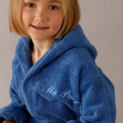 Badjas|Handdoek En Badlaken Kids<Colombine des petits Personaliseerbare badjas met kap in badstof, kinderen felblauw