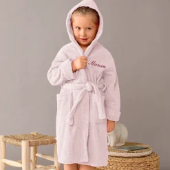 Badjas|Handdoek En Badlaken Kids<Colombine des petits Personaliseerbare badjas met kap in badstof, kinderen roze