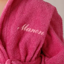 Badjas|Handdoek En Badlaken Kids<Colombine des petits Personaliseerbare badjas met kap in badstof, kinderen fuchsia