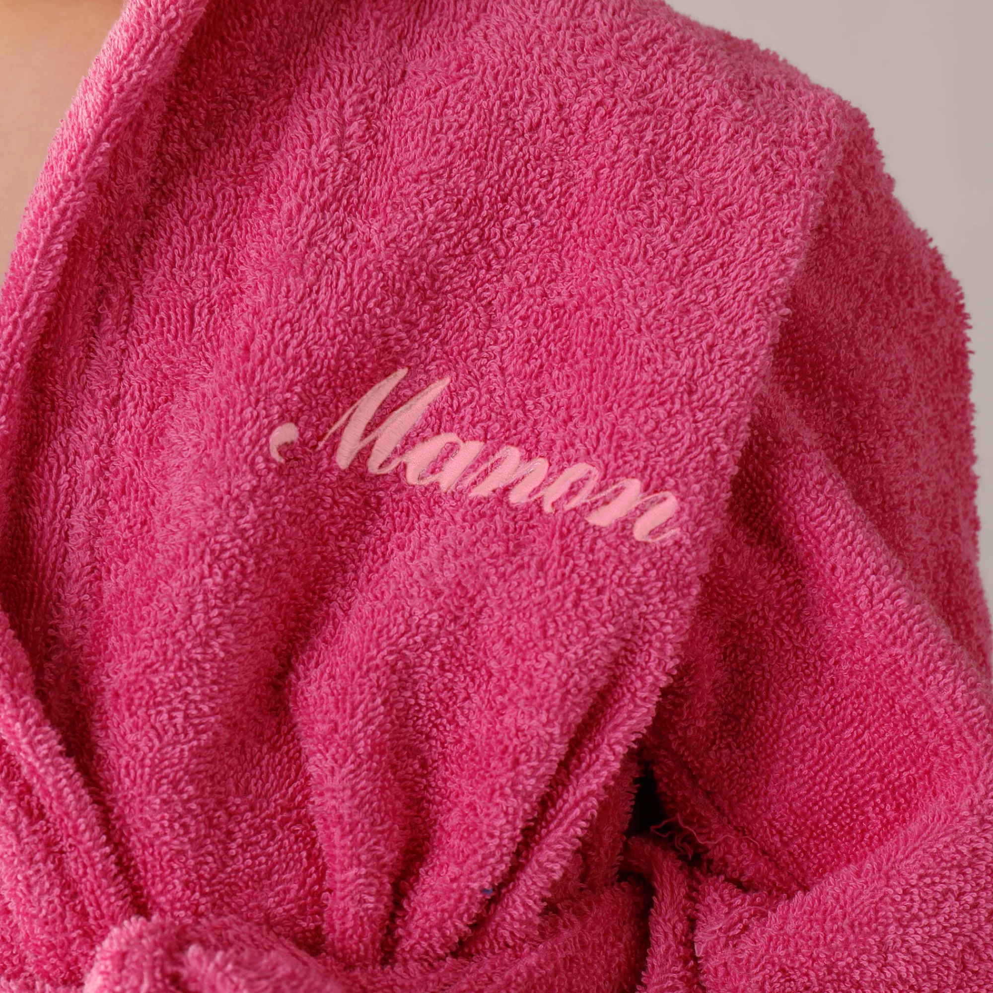 Badjas|Handdoek En Badlaken Kids<Colombine des petits Personaliseerbare badjas met kap in badstof, kinderen fuchsia