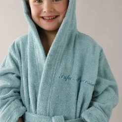 Badjas|Handdoek En Badlaken Kids<Colombine des petits Personaliseerbare badjas met kap in badstof, kinderen watergroen