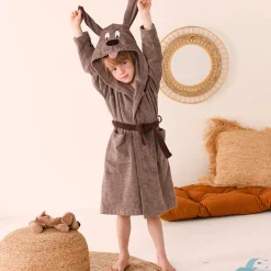 Badjas|Handdoek En Badlaken Kids<Colombine des petits Personaliseerbare "hond" kinderbadjas met kap, katoenen badstof - 340 g/m² chocolade