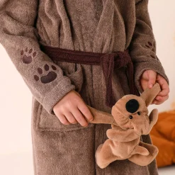 Badjas|Handdoek En Badlaken Kids<Colombine des petits Personaliseerbare "hond" kinderbadjas met kap, katoenen badstof - 340 g/m² chocolade