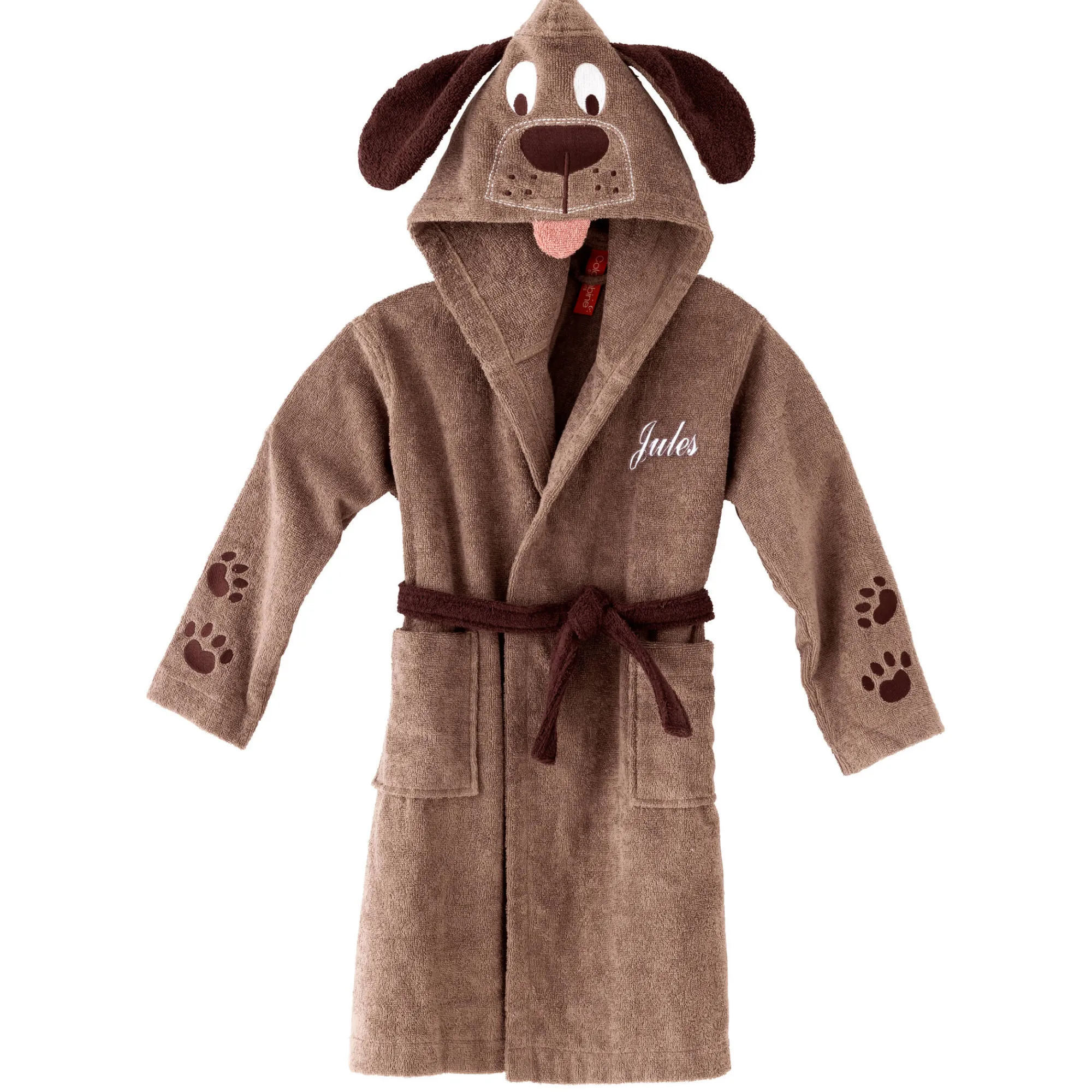 Badjas|Handdoek En Badlaken Kids<Colombine des petits Personaliseerbare "hond" kinderbadjas met kap, katoenen badstof - 340 g/m² chocolade