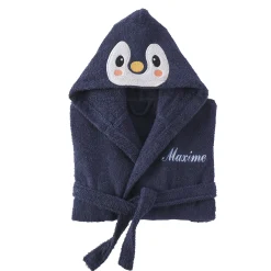 Badjas|Handdoek En Badlaken Kids<Colombine des petits Personaliseerbare "pinguïn" kinderbadjas, met kap blauw