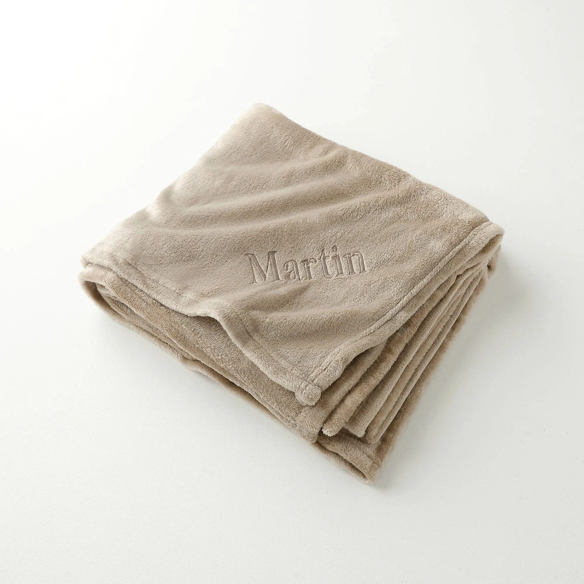 Plaid<Blancheporte Personaliseerbare plaid in fleece, pluchen touch taupe