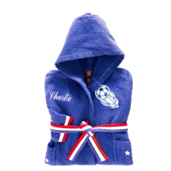 Badjas|Handdoek En Badlaken Kids<Colombine des petits Personaliseerbare "voetbal" kinderbadjas met kap, katoenen badstof - 340 g/m² felblauw