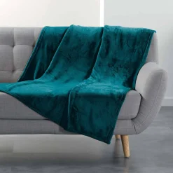 Plaid<Blancheporte Plaid in fleece, pluchen touch eendenblauw