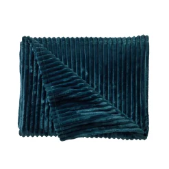 Plaid<Blancheporte Plaid met ribbeleffect en pluchetouch pauwblauw