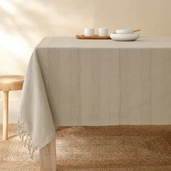Zeildoekstof<Blancheporte Plaid of sprei, effen katoen met artisanaal weefsel vlaskleur