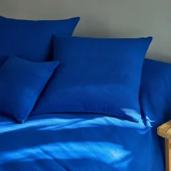 Zeildoekstof<Blancheporte Plaid of sprei, effen katoen met artisanaal weefsel blauw