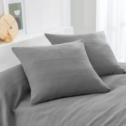 Zeildoekstof<Blancheporte Plaid of sprei, effen katoen met artisanaal weefsel parelgrijs