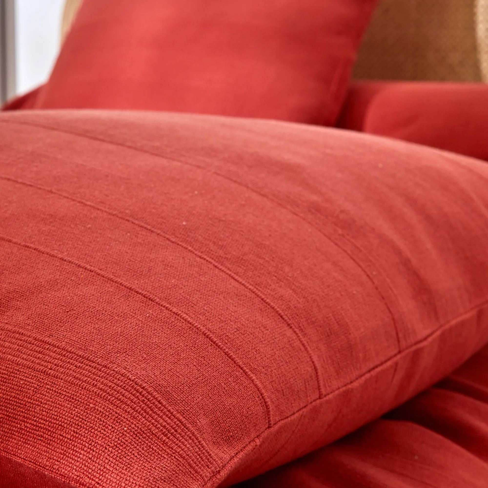 Zeildoekstof<Blancheporte Plaid of sprei, effen katoen met artisanaal weefsel terracotta