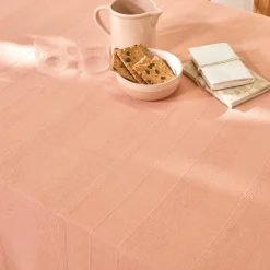 Zeildoekstof<Blancheporte Plaid of sprei, effen katoen met artisanaal weefsel roze