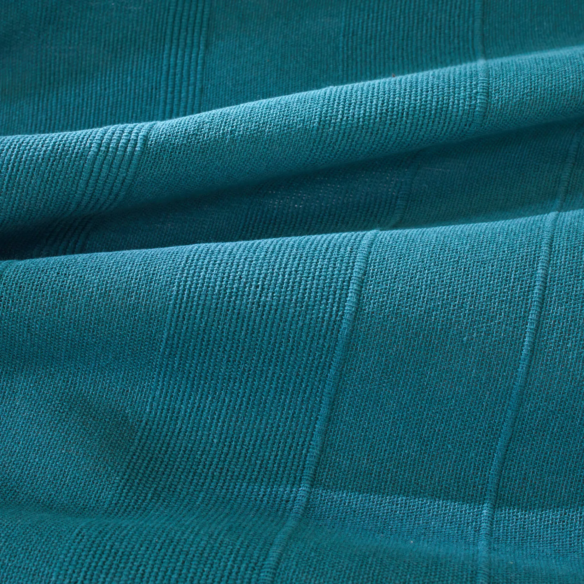 Zeildoekstof<Blancheporte Plaid of sprei, effen katoen met artisanaal weefsel eendenblauw