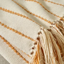 Zeildoekstof<Blancheporte Plaid of zitbanksprei in artisanaal weefsel naturel / honing