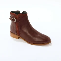 Feestelijke Schoenen|Bottines En Boots<Blancheporte Platte boots in leer bordeaux