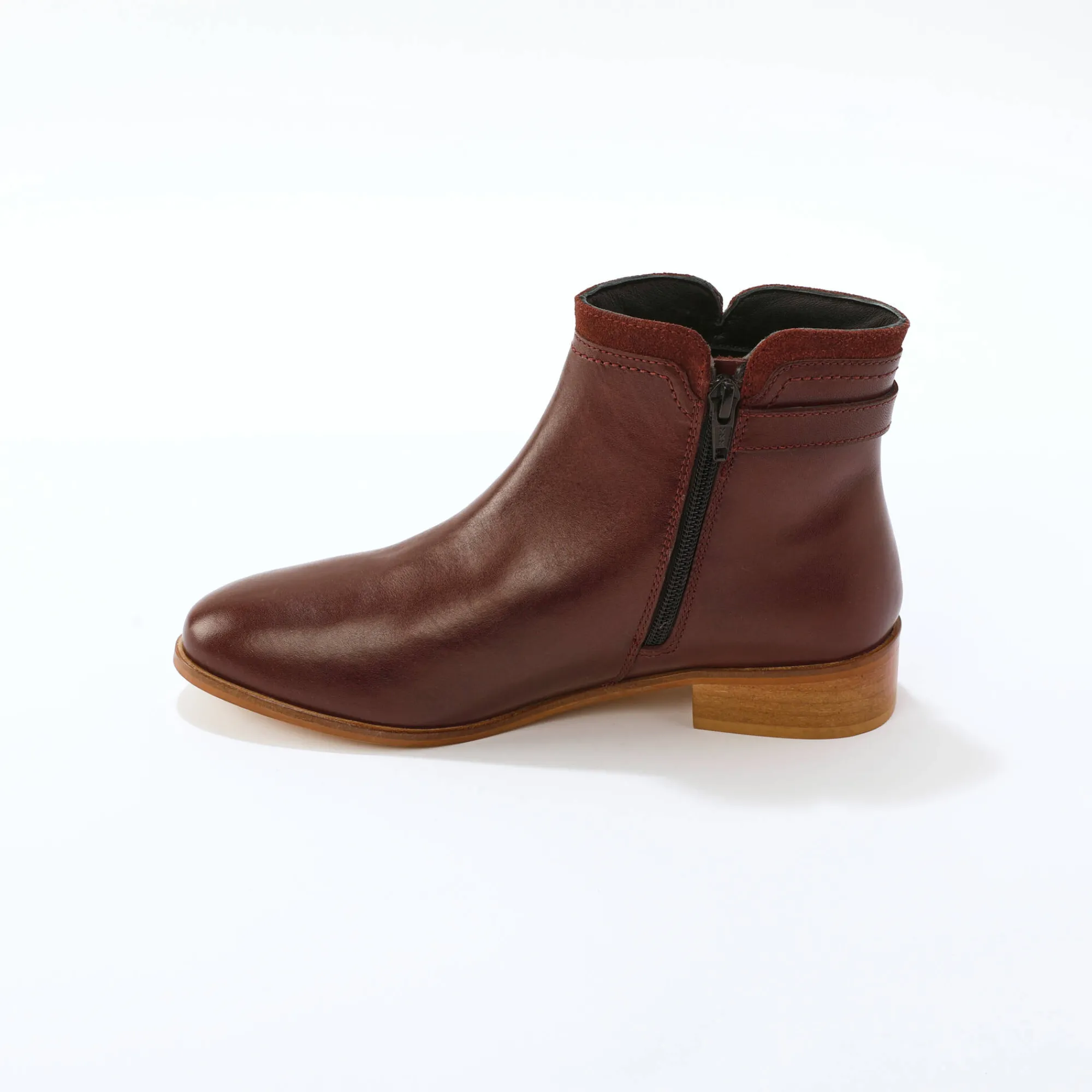 Feestelijke Schoenen|Bottines En Boots<Blancheporte Platte boots in leer bordeaux
