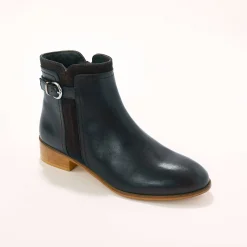 Bottines En Boots|Schoenen<Blancheporte Platte boots in leer marine