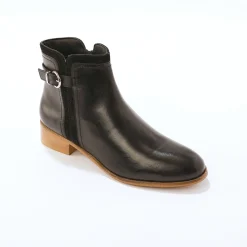Bottines En Boots|Schoenen<Blancheporte Platte boots in leer zwart