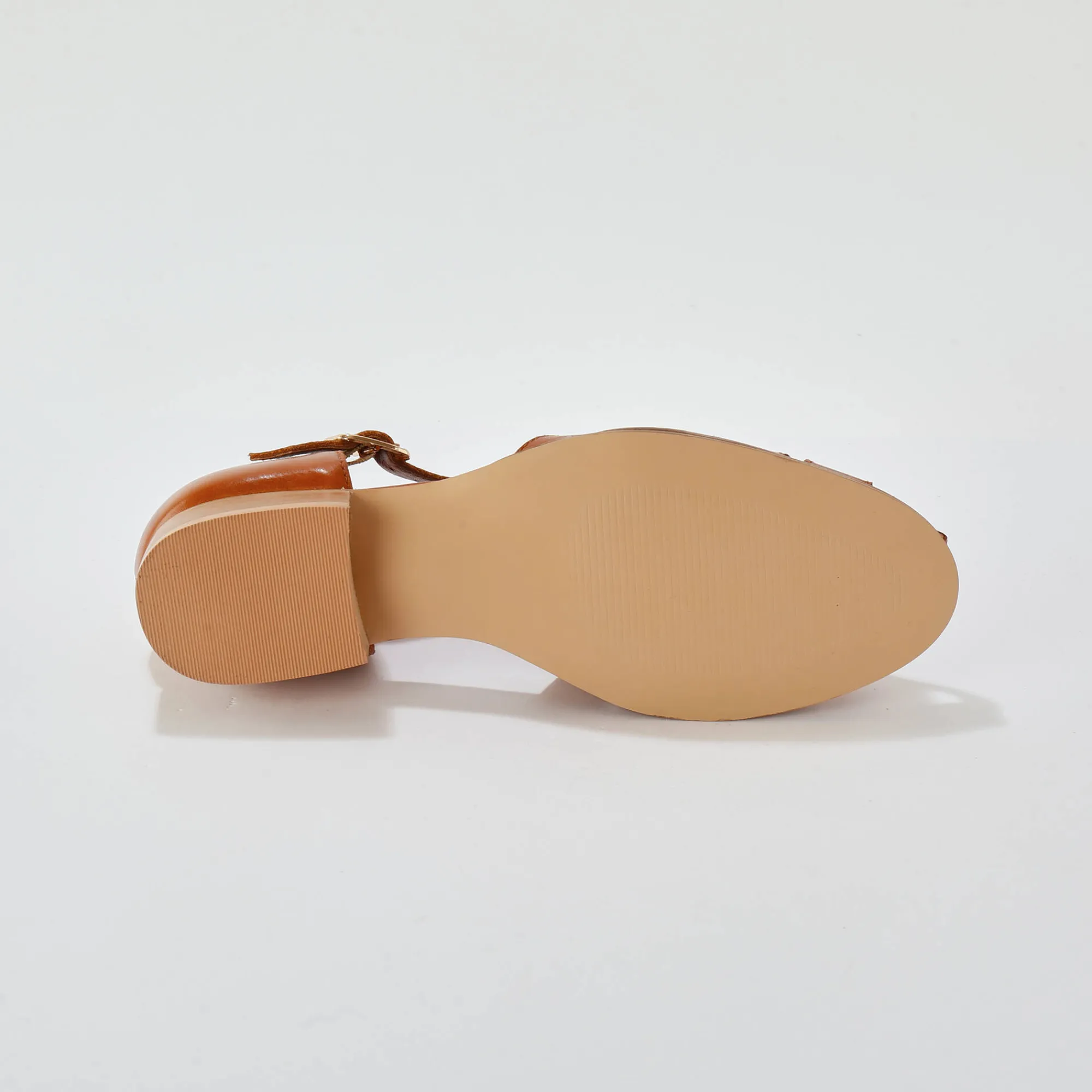 Sandalen En Espadrilles|Schoenen<Blancheporte Platte, leren sandalen karamel