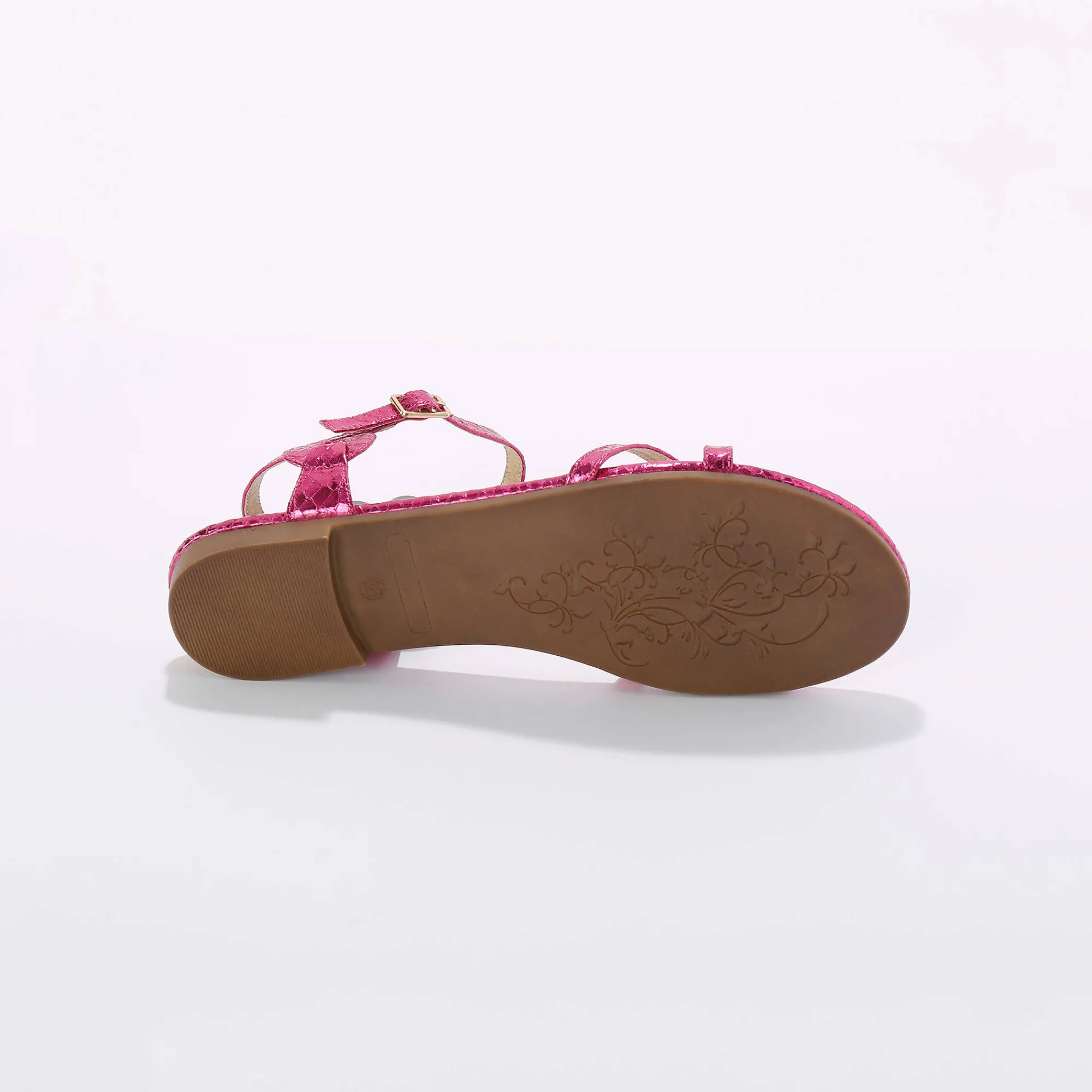 Sandalen En Espadrilles|Schoenen<Blancheporte Platte metallic sandalen roze