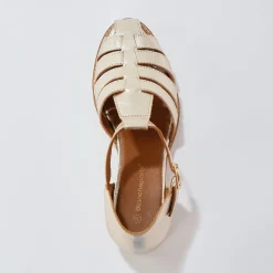 Sandalen En Espadrilles|Schoenen<Blancheporte Platte sandalen in leer goudkleurig