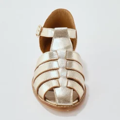 Sandalen En Espadrilles|Schoenen<Blancheporte Platte sandalen in leer goudkleurig