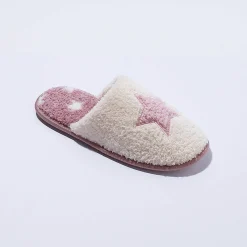 Sloffen|Sloffen<Blancheporte Platte, soepele muiltjes met ster roze