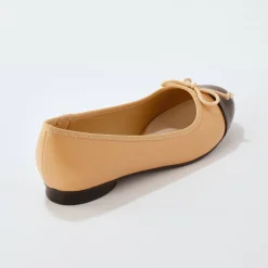 Ballerina's|Schoenen<Blancheporte Platte, tweekleurige ballerina's ecru / zwart