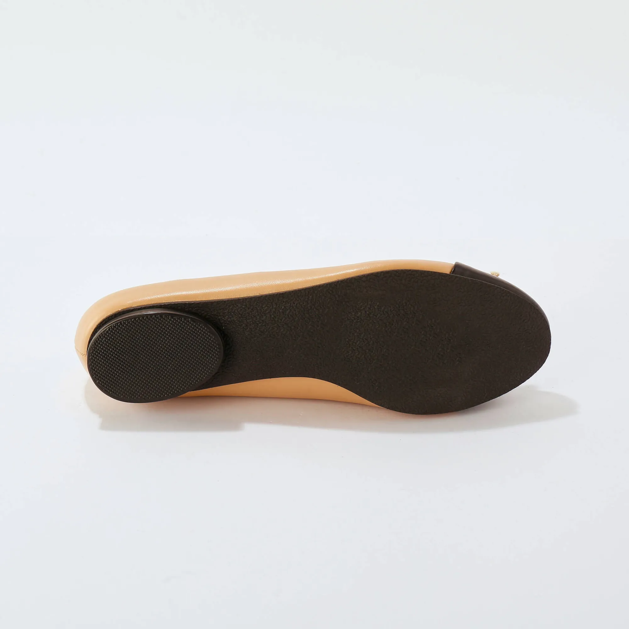 Ballerina's|Schoenen<Blancheporte Platte, tweekleurige ballerina's ecru / zwart