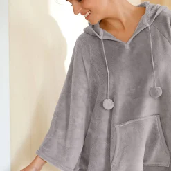 Peignoir En Kamerjas<Blancheporte Poncho in fleece met pluchetouch en kap grijs
