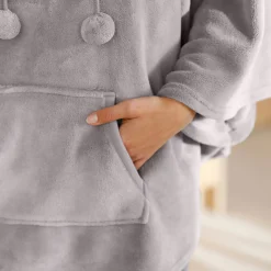 Peignoir En Kamerjas<Blancheporte Poncho in fleece met pluchetouch en kap grijs