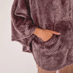 Peignoir En Kamerjas<Blancheporte Poncho in fleecetricot met textuur, opstaande kraag taupe