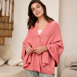 Peignoir En Kamerjas<Blancheporte Poncho in tricot grijzig koraal