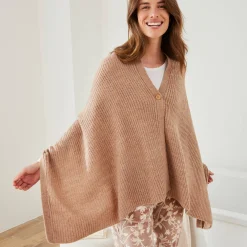 Peignoir En Kamerjas<Blancheporte Poncho in tricot chiné beige