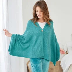 Peignoir En Kamerjas<Blancheporte Poncho in tricot celadon