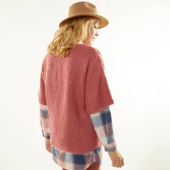 Trui En Vest<Blancheporte Poncho trui met mouwen op ellebooglengte tomette