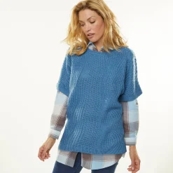 Trui En Vest<Blancheporte Poncho trui met mouwen op ellebooglengte blauw