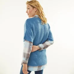 Trui En Vest<Blancheporte Poncho trui met mouwen op ellebooglengte blauw