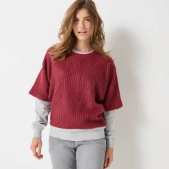 Trui En Vest<Blancheporte Poncho trui met mouwen op ellebooglengte bordeaux