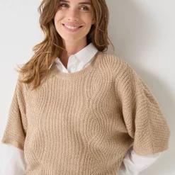 Trui En Vest<Blancheporte Poncho trui met mouwen op ellebooglengte chiné beige